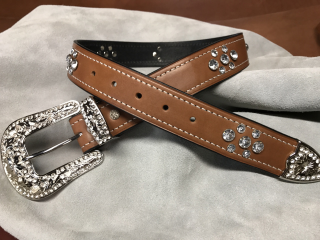 1 1/2" Cowgirl Name Belt with 3 Piece Buckle set and bling spots