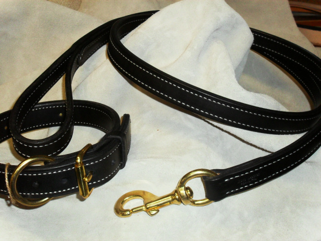 Dog Collar and 6' Leather Leash Combo