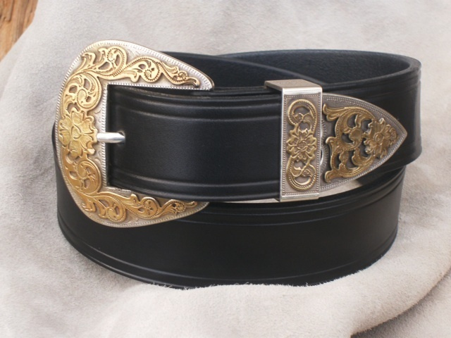 1 1/2"  Western Floral 3 Piece Buckle Set Belt.