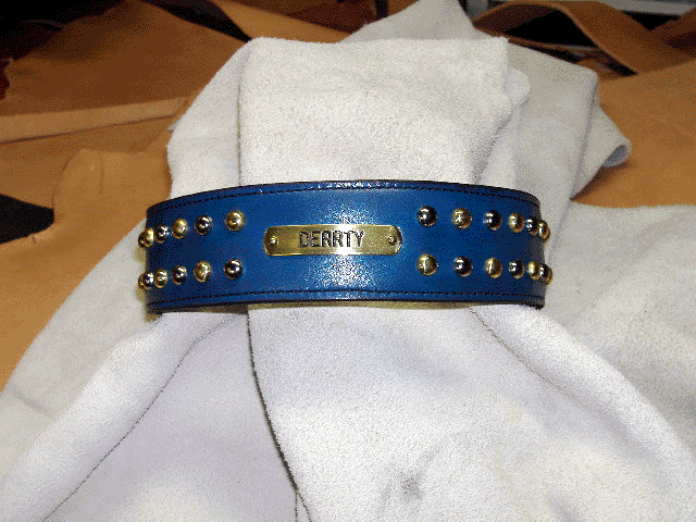 Dog Collar with Silver and Gold Dots Insko Leather
