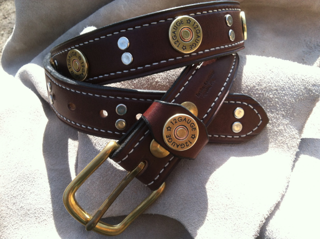 1 1/2" Shotgun Shell Rivet Belt with Stitching