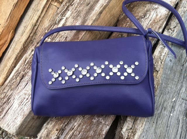 Small Crystal Embellished Handbag - Purple
